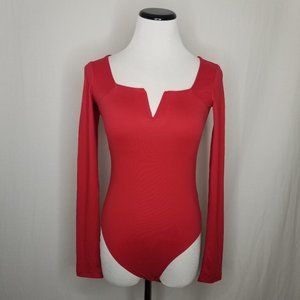 Wild Fable LS Square Neck Notched Front Bodysuit